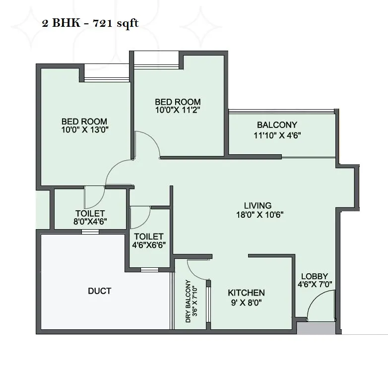 Kiran Swastik Unit plan - 721 sq.ft.