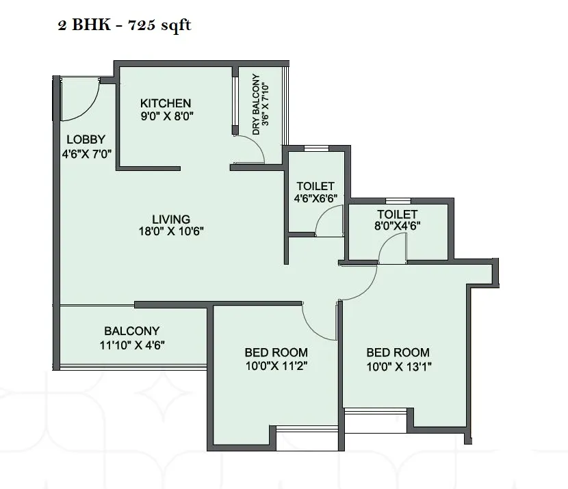 Kiran Swastik Unit plan - 725 sq.ft.