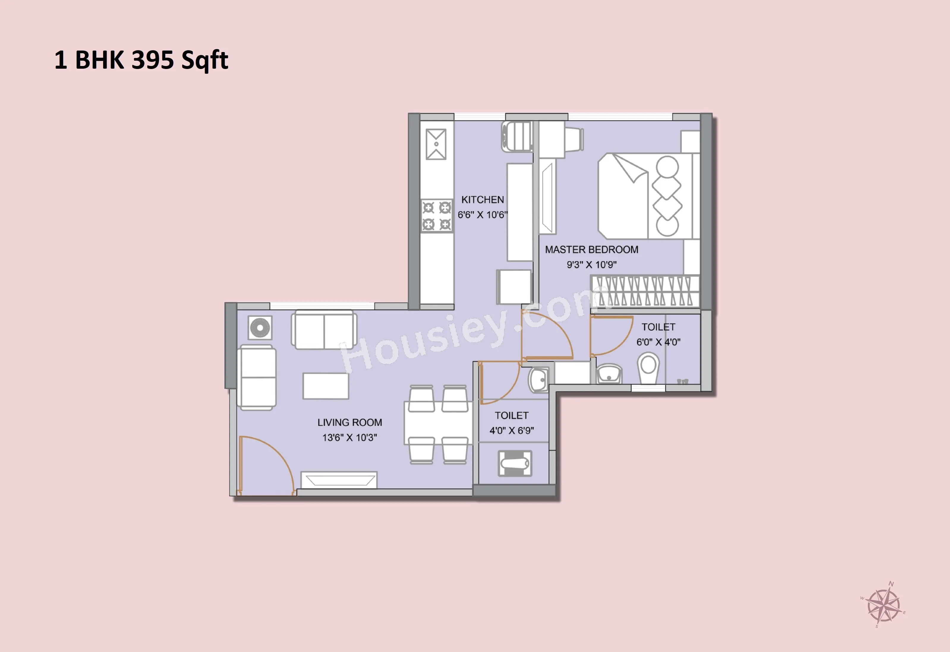 Kohinoor Highland Unit plan - 395 sq.ft.