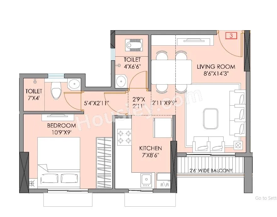 Kohinoor Prime Unit plan - 418 sq.ft.