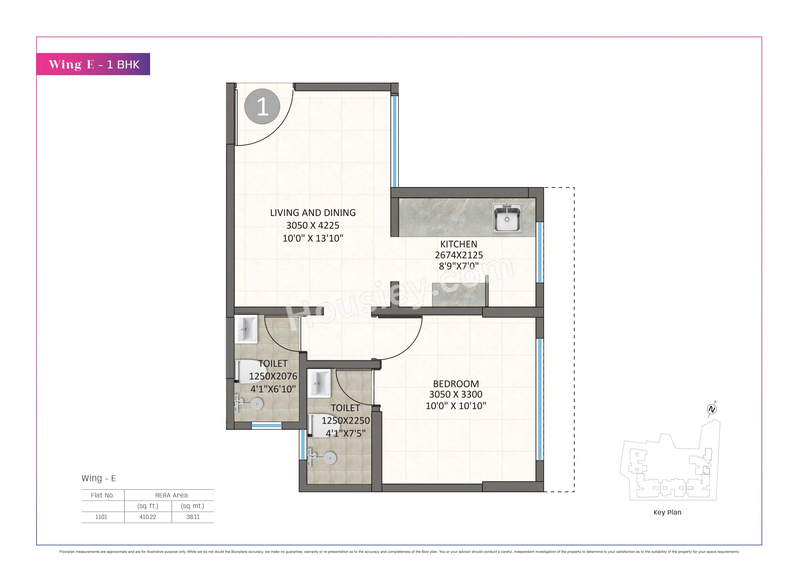 Kolte Patil Alora Unit plan - 410 sq.ft.