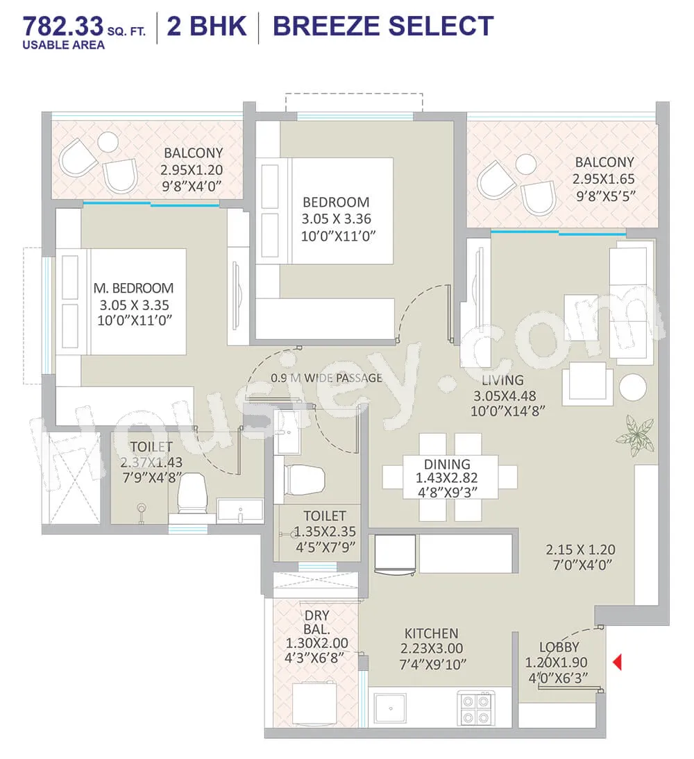 Unit plan - 782 sq.ft.