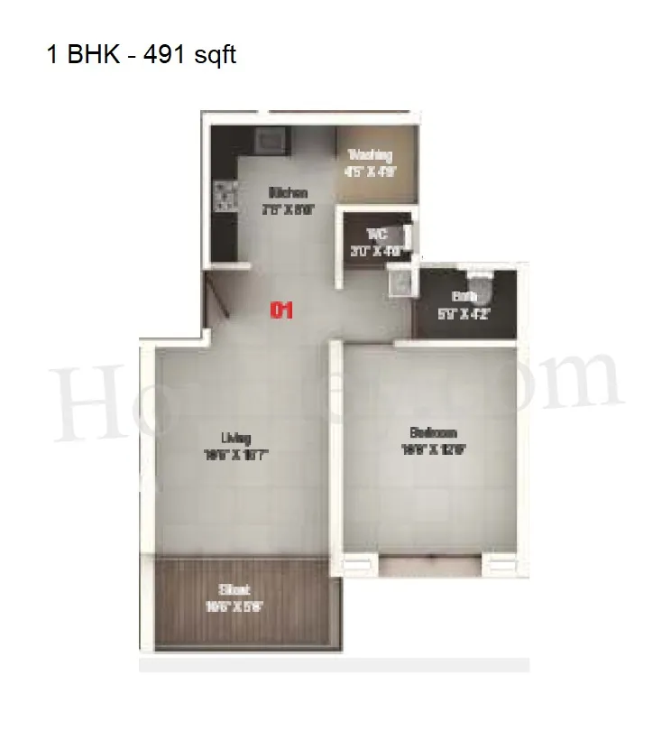Unit plan - 491 sq.ft.