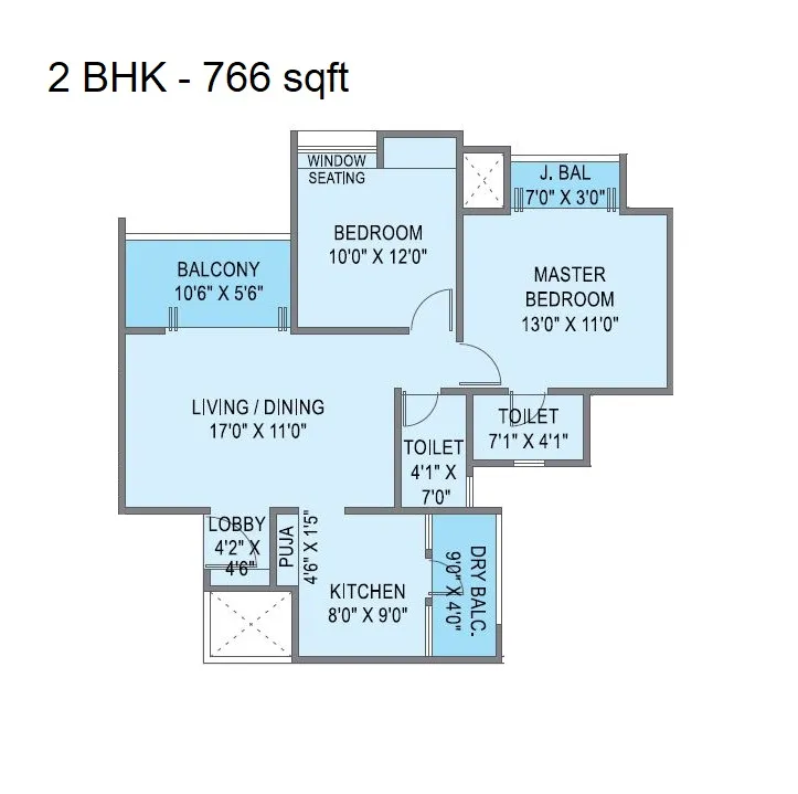 Krisala 41 Cosmo NXT Unit plan - 766 sq.ft.