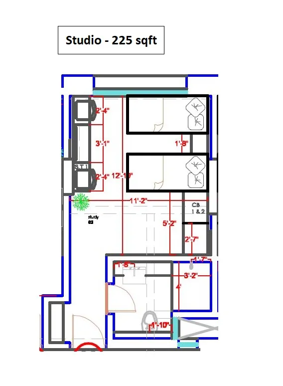 Krisala 41 Presidency Towers Unit plan - 225 sq.ft.