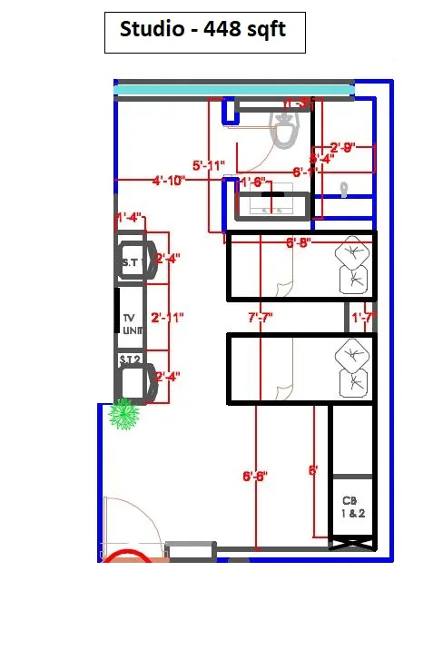 Krisala 41 Presidency Towers Unit plan - 448 sq.ft.