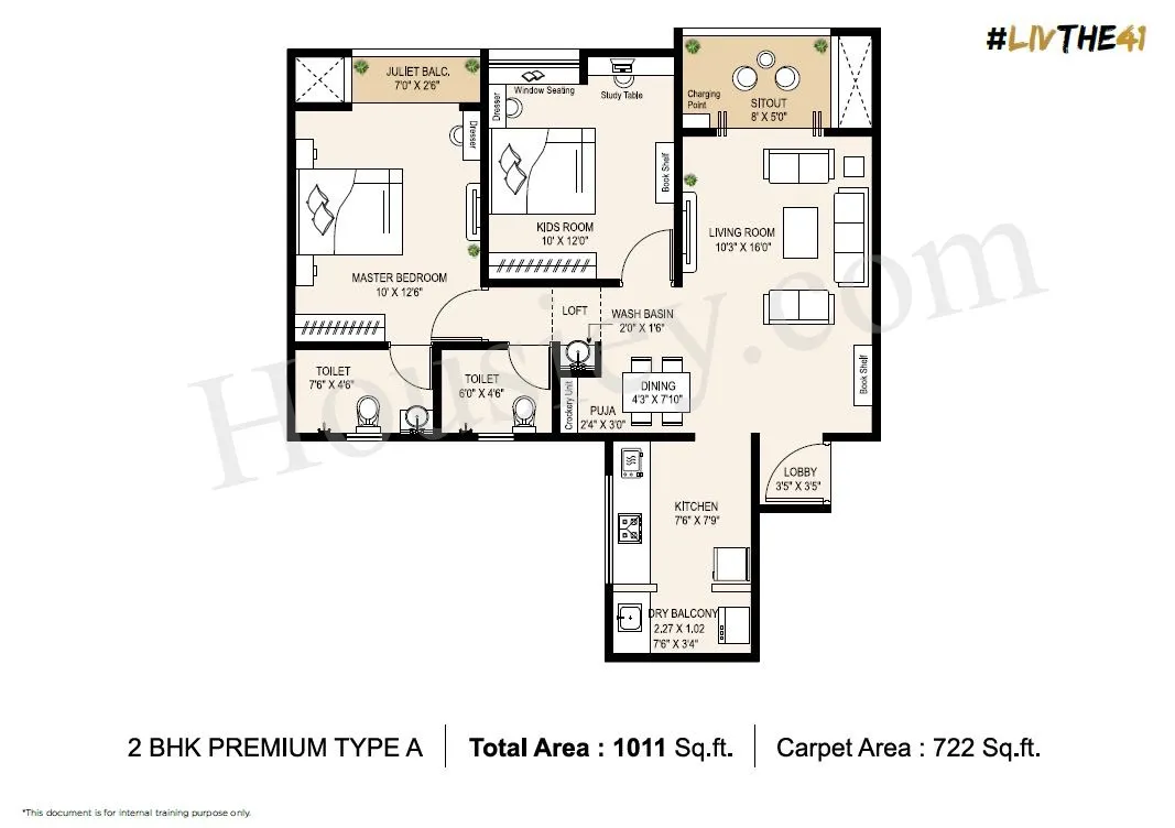 Krisala 41 Zillenia Phase 2 Unit plan - 722 sq.ft.