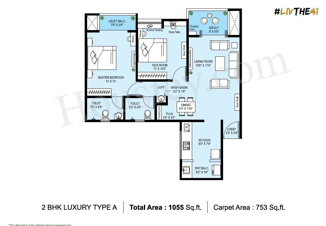 Krisala 41 Zillenia Phase 2 Unit plan - 753 sq.ft.