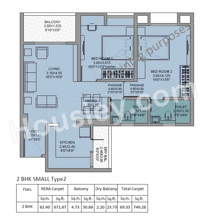 Krisala 41 Zoy Unit plan - 746 sq.ft.