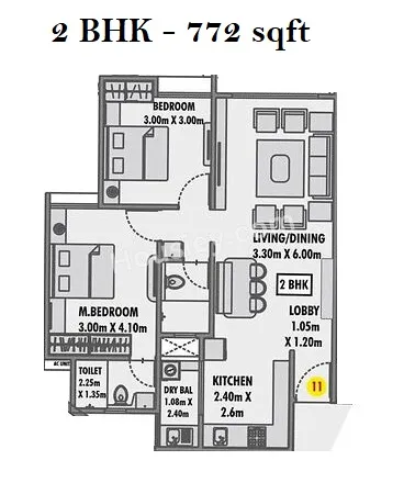 Krishna Fairmont Unit plan - 772 sq.ft.