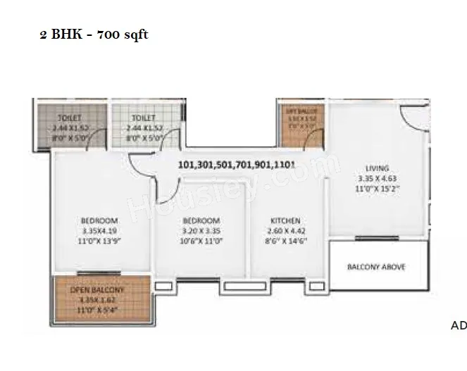 Kumar Palmcrest Unit plan - 700 sq.ft.