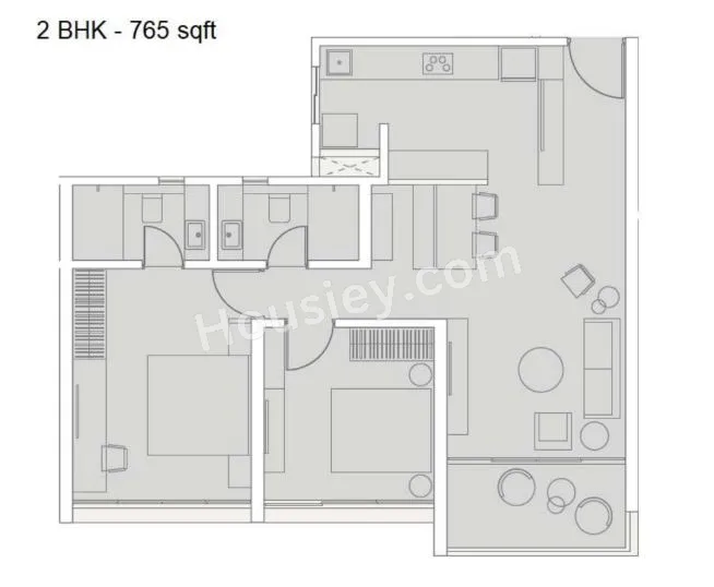 Kumar Parth Tower Unit plan - 765 sq.ft.