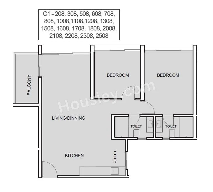 Kumar Parth Tower Unit plan - 796 sq.ft.