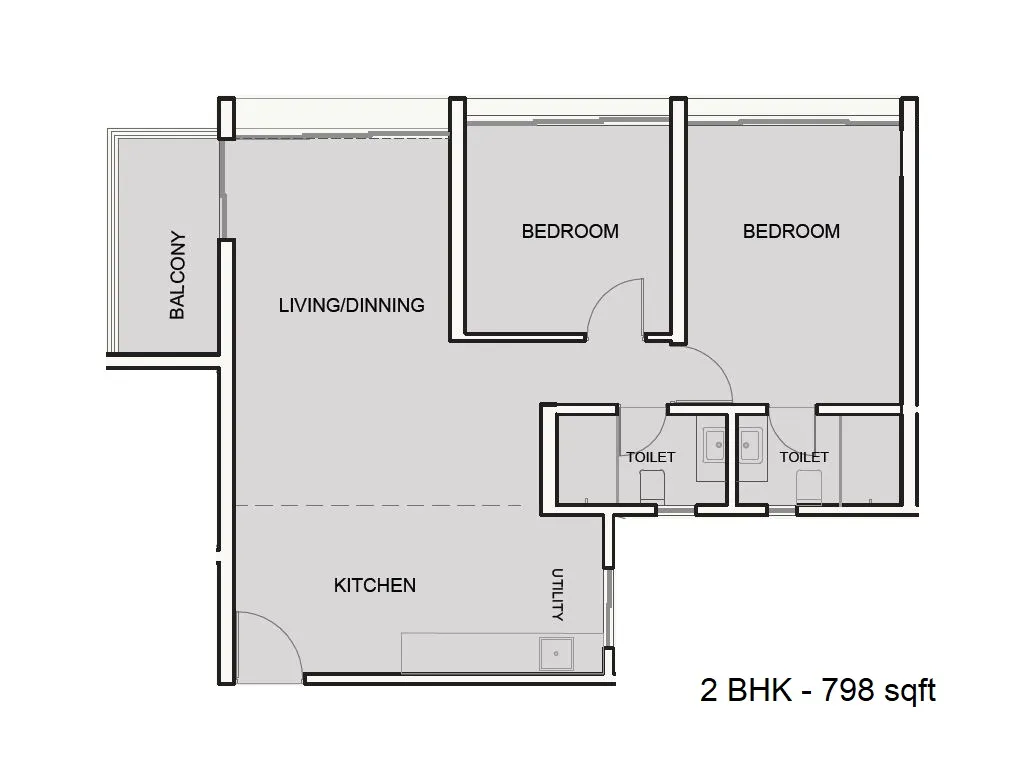 Kumar Parth Tower Unit plan - 798 sq.ft.