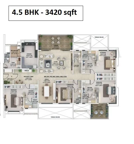 Kumar Sanctum Unit plan - 3420 sq.ft.