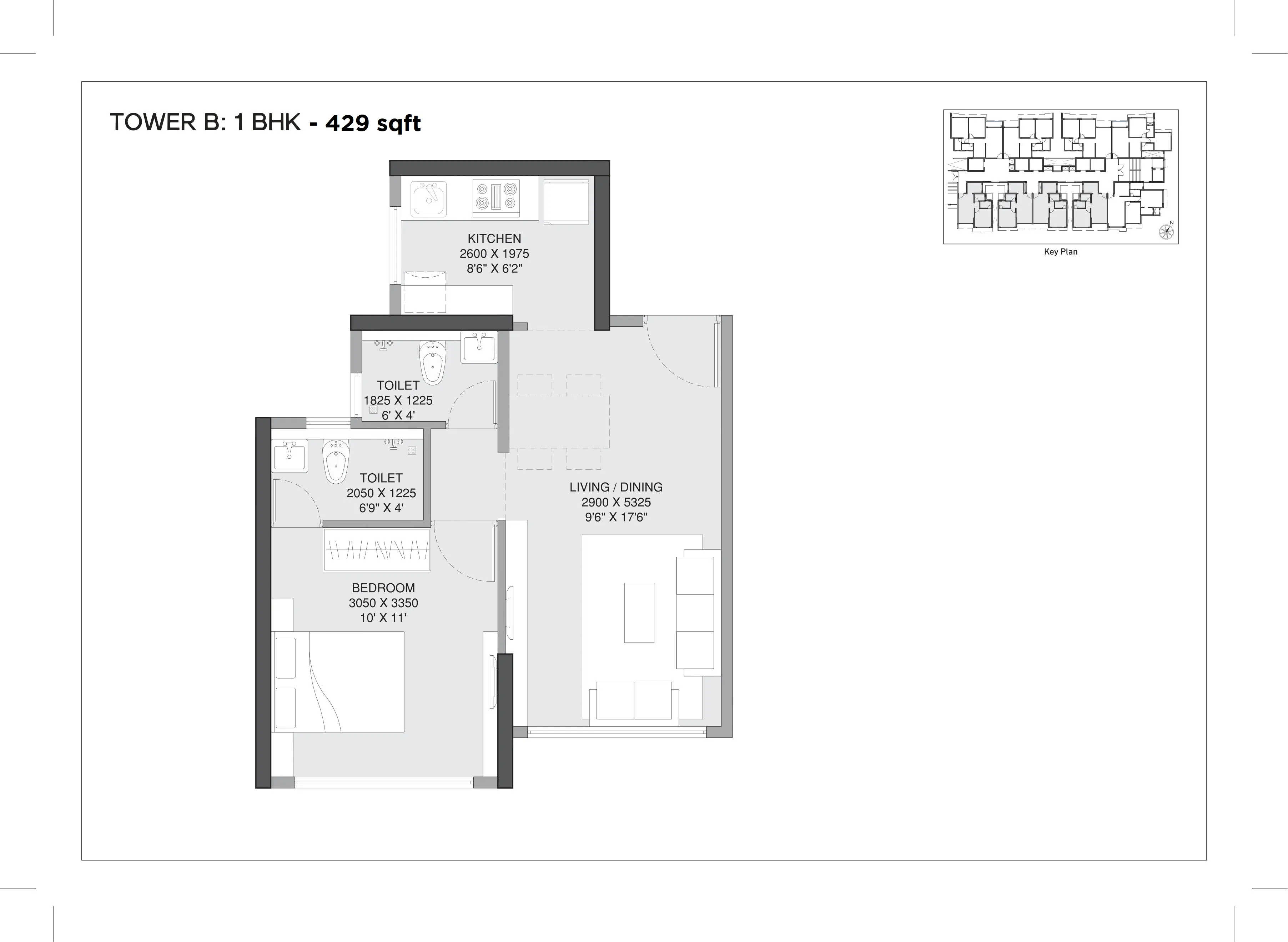 L&T Nova Unit plan - 429 sq.ft.