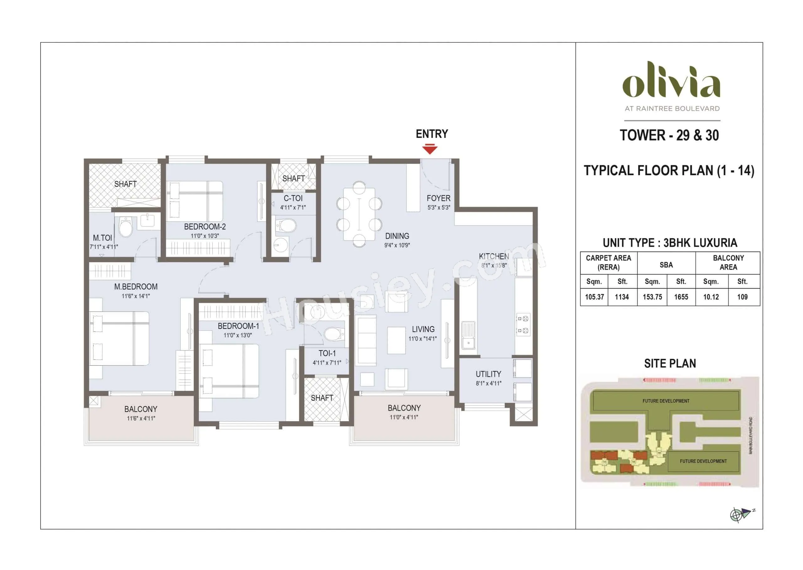 L&T Raintree Boulevard Unit plan - 1134 sq.ft.