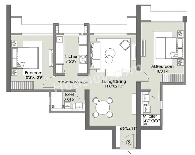 L&T Rejuve 360 Unit plan - 754 sq.ft.