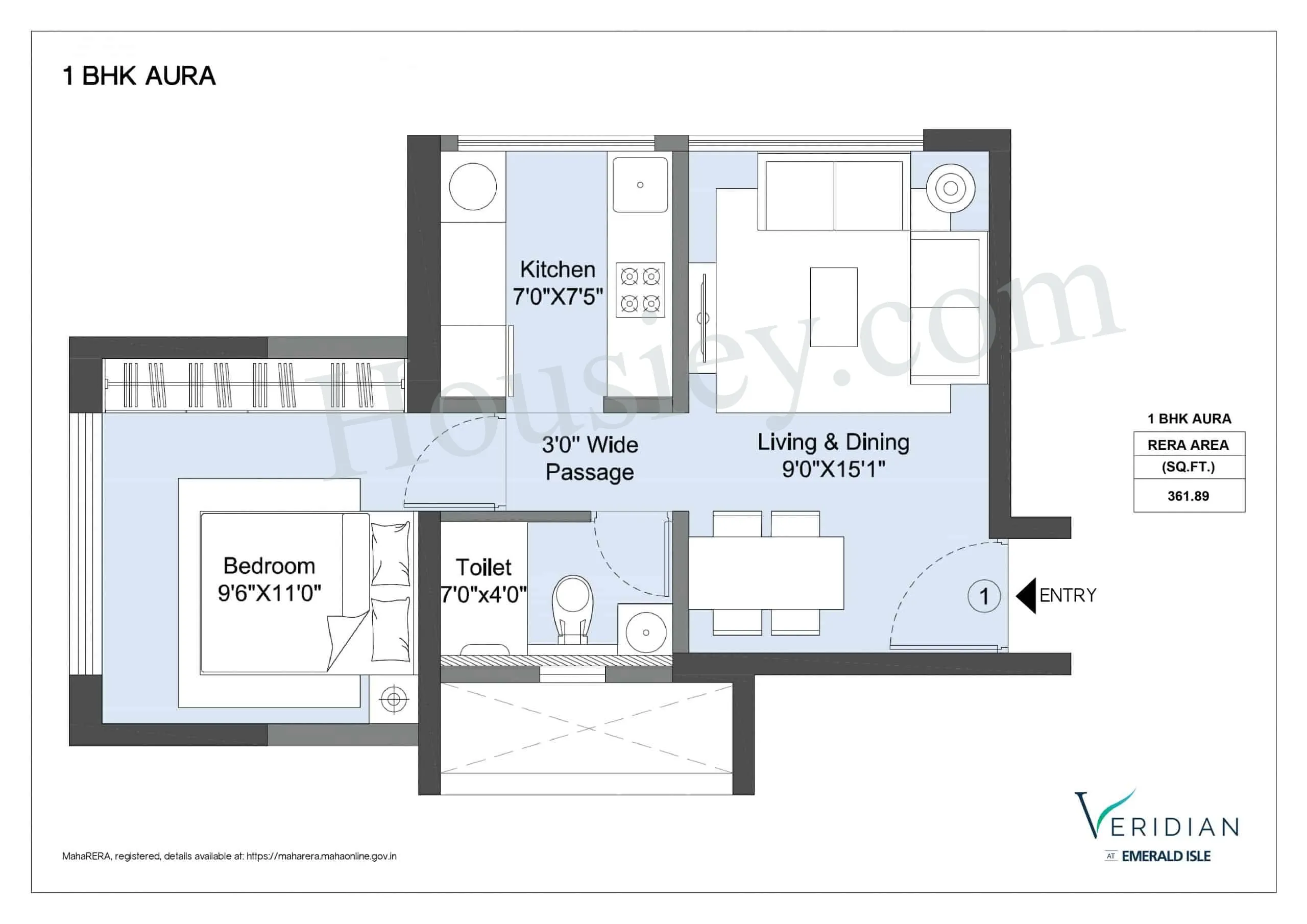 L&T Veridian Unit plan - 360 sq.ft.