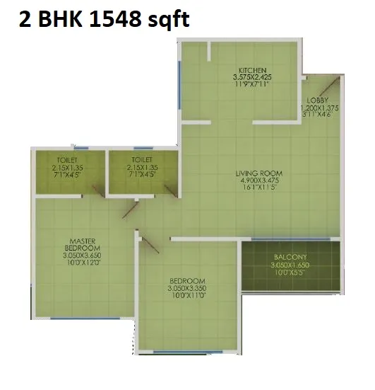 Manav La Centra Unit plan - 1548 sq.ft.