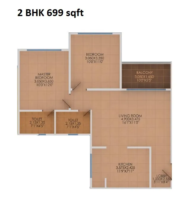 Manav La Centra Unit plan - 699 sq.ft.