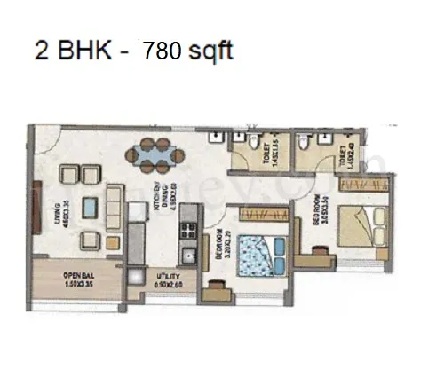 Kakkad La Vida Unit plan - 780 sq.ft.