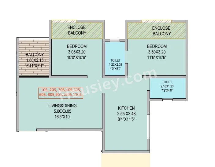 Landson Shine Unit plan - 647 sq.ft.