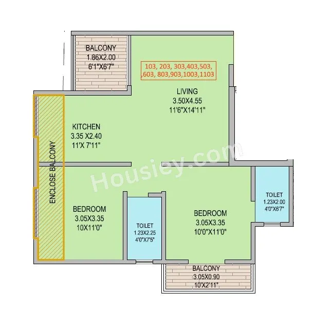 Landson Shine Unit plan - 662 sq.ft.
