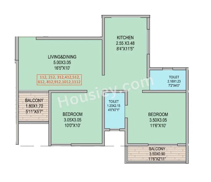Landson Shine Unit plan - 663 sq.ft.