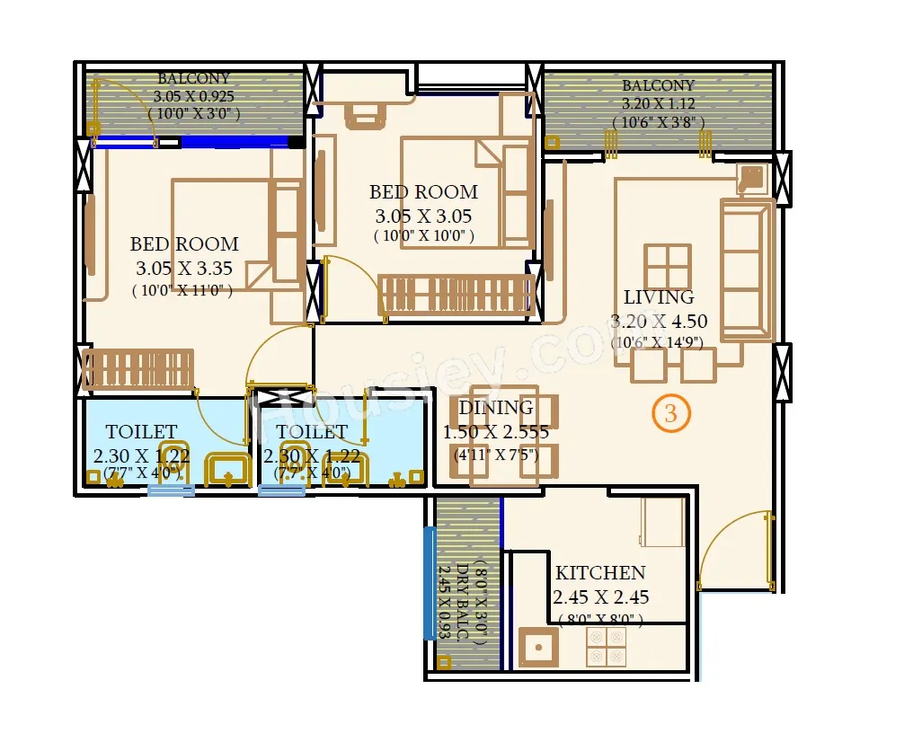 Unit plan - 690 sq.ft.