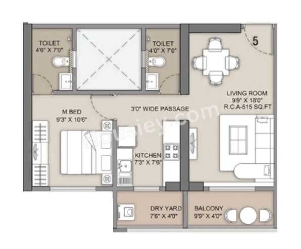 Leena Oasis Unit plan - 515 sq.ft.