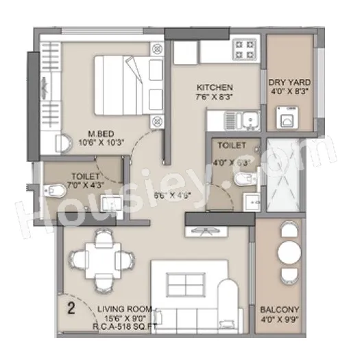 Leena Oasis Unit plan - 518 sq.ft.