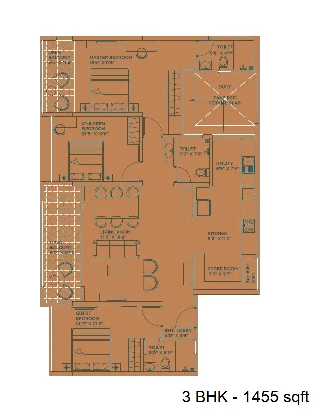 Legacy Statement Unit plan - 1455 sq.ft.