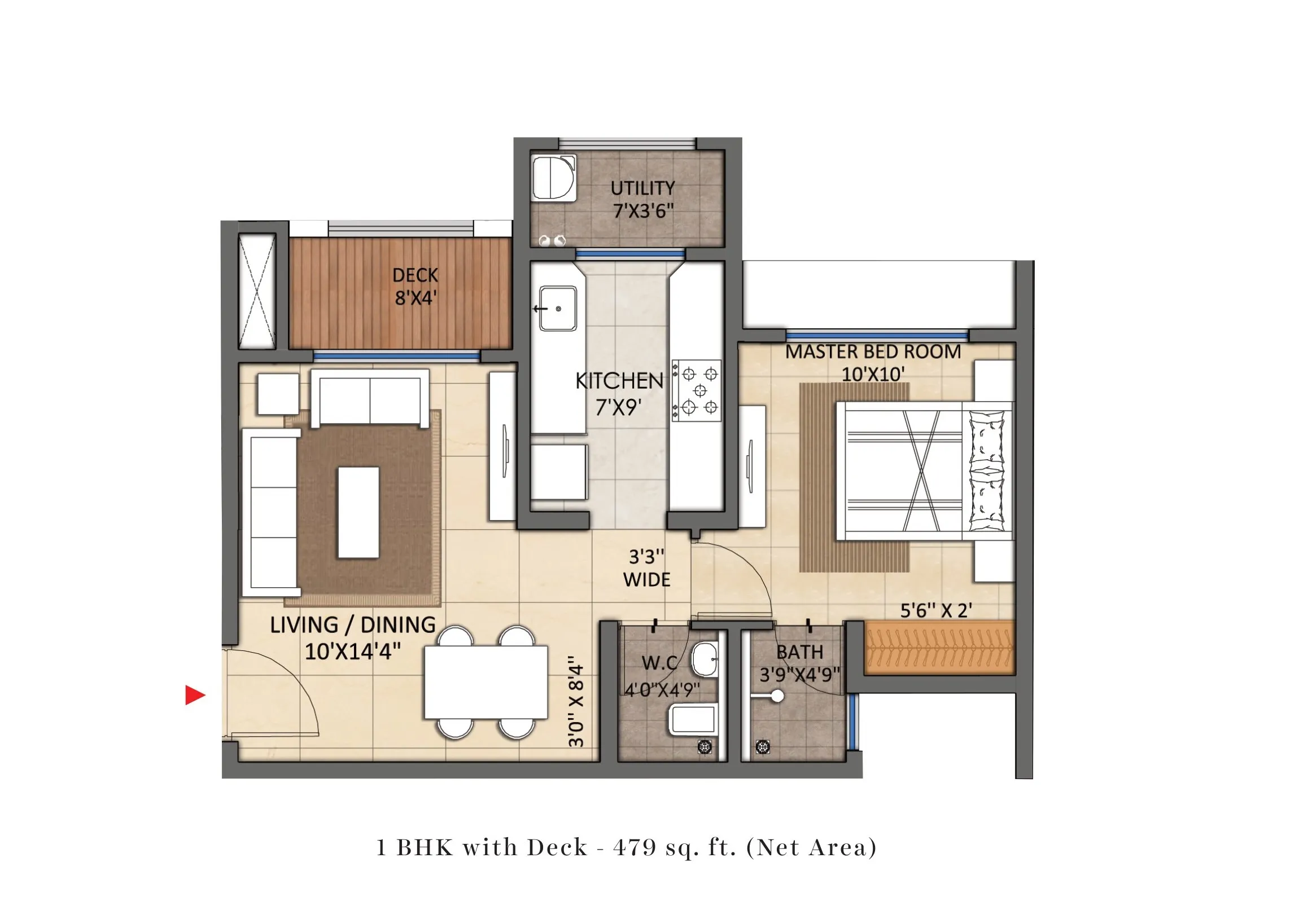 Lodha Casa Premier Unit plan - 479 sq.ft.