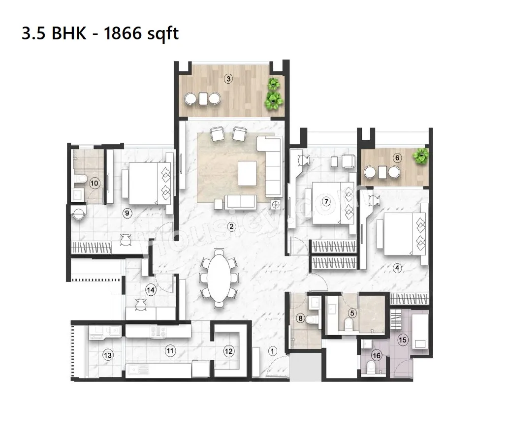 Unit plan - 1866 sq.ft.