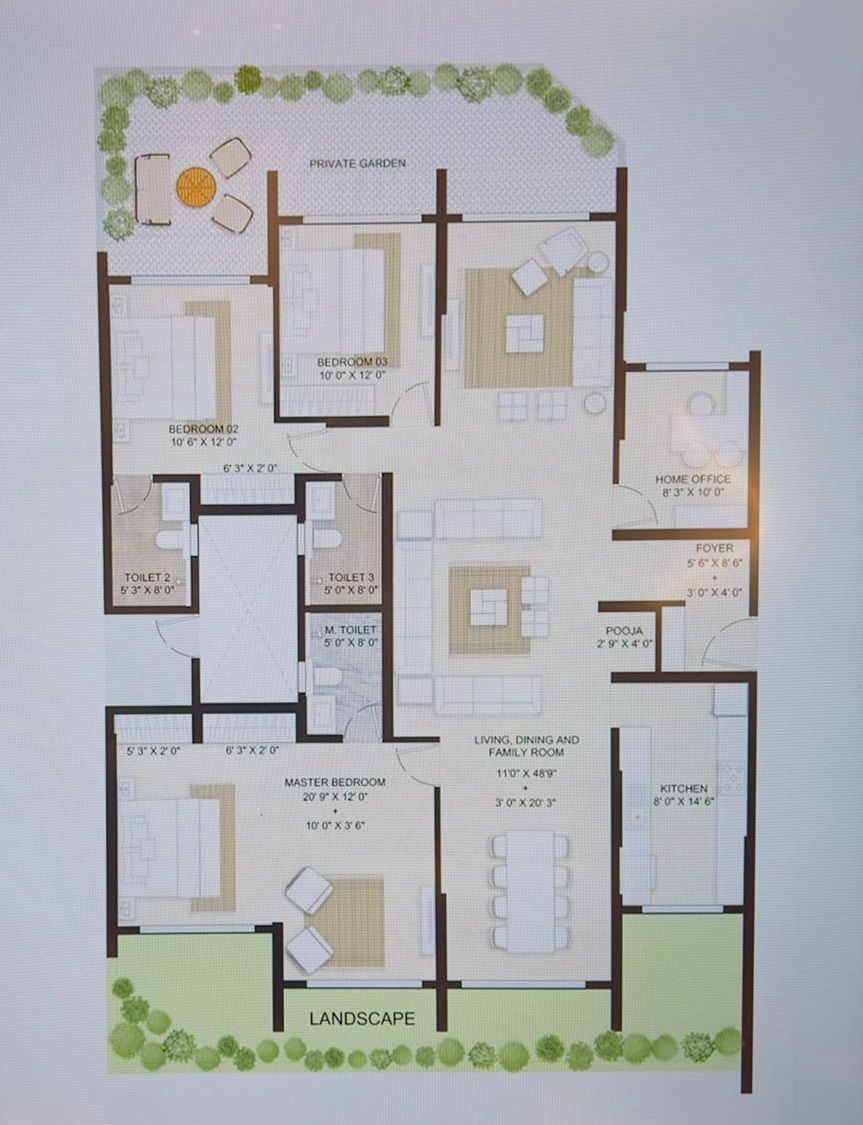 Lodha Giardino Unit plan - 1954 sq.ft.