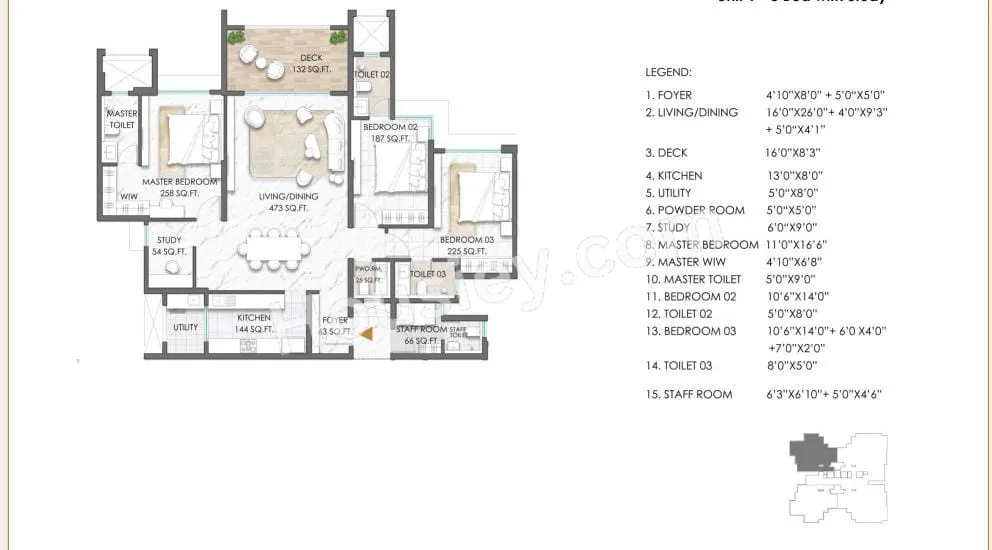 Lodha Massimo Unit plan - 1721 sq.ft.