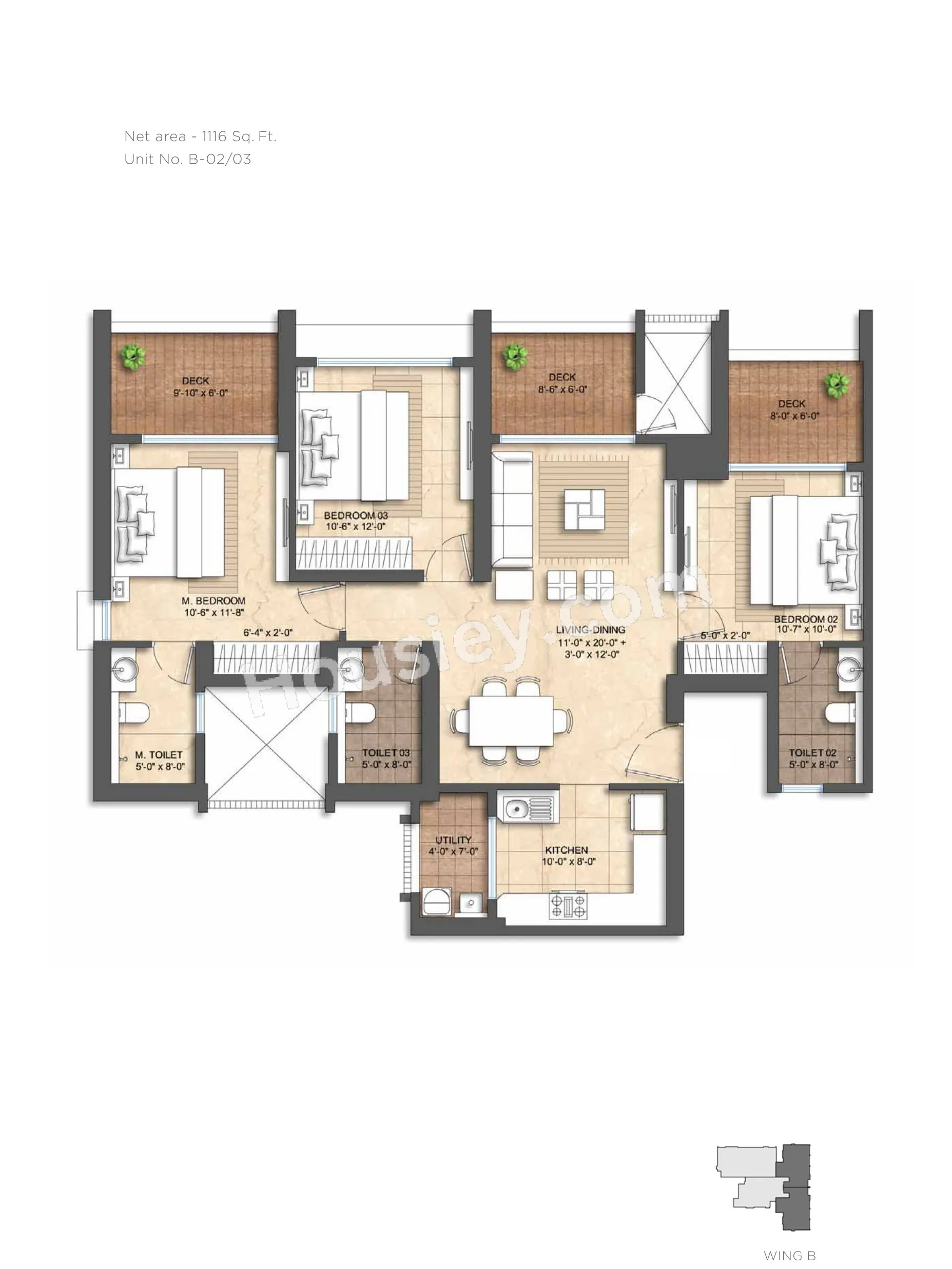 Lodha New Cuffe Parade Unit plan - 1162 sq.ft.