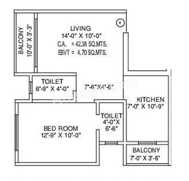 Lodha Panacea Unit plan - 507 sq.ft.