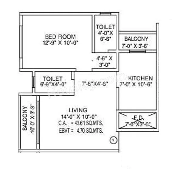 Lodha Panacea Unit plan - 520 sq.ft.