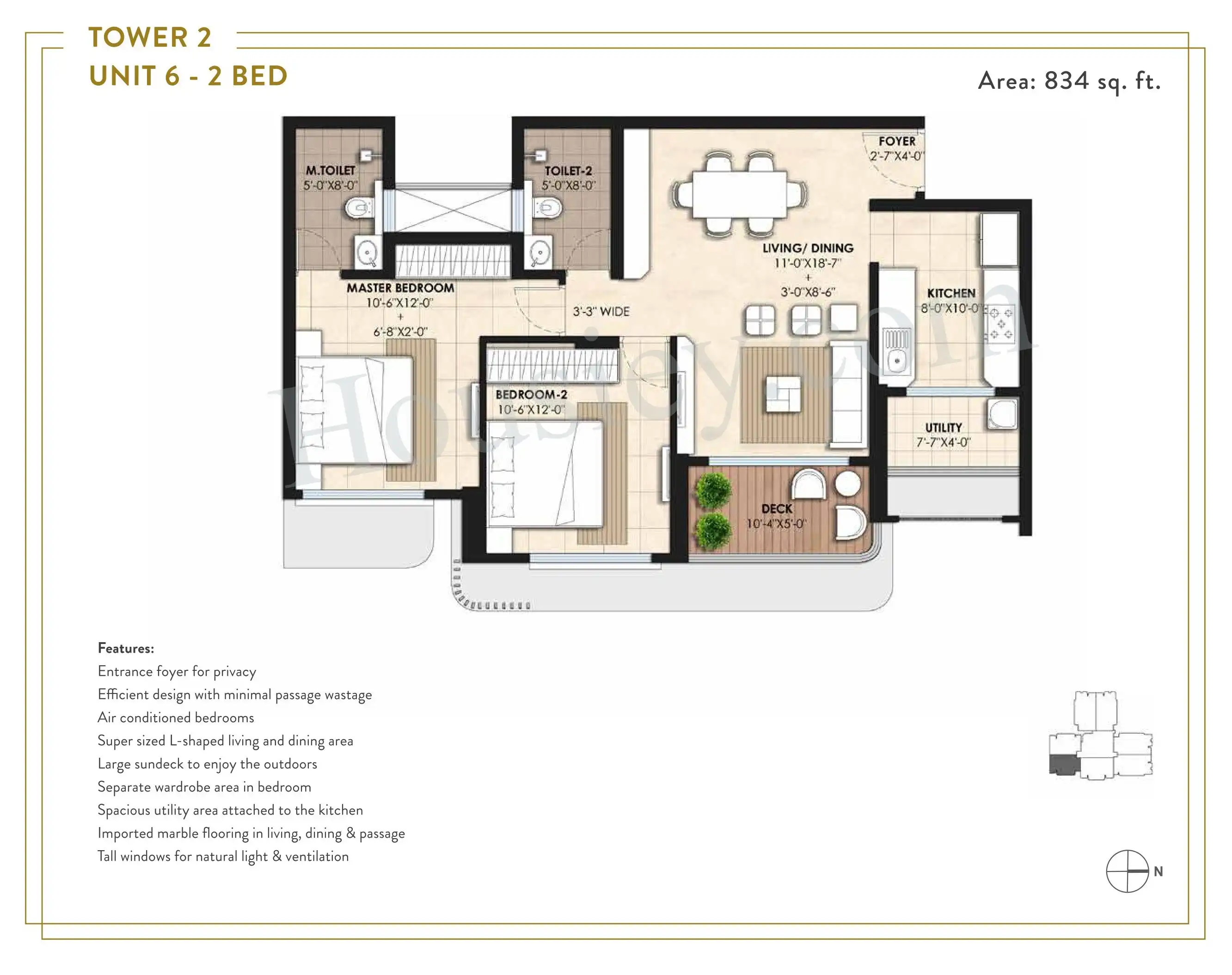 Unit plan - 834 sq.ft.