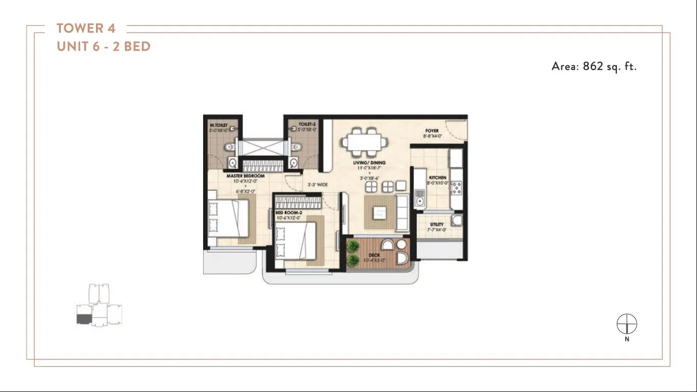 Lodha Panache Unit plan - 862 sq.ft.