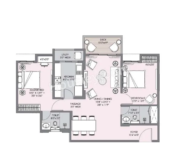 Lodha Sterling Unit plan - 902 sq.ft.