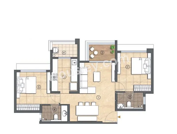 Lodha Woods Unit plan - 653 sq.ft.