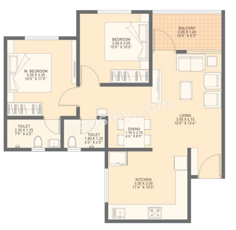 Lotus Urban Homes Unit plan - 687 sq.ft.