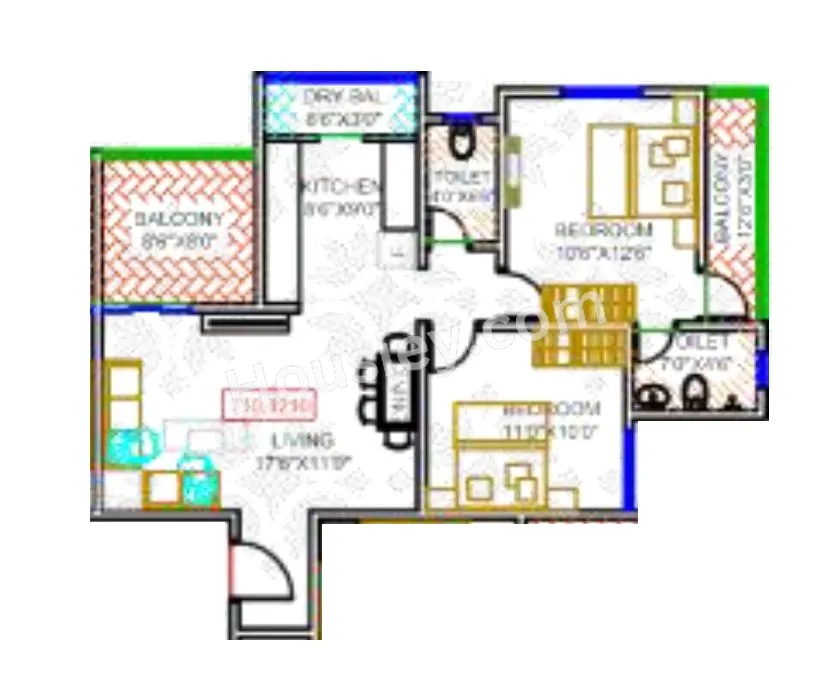 Mahalaxmi Elegance Unit plan - 799 sq.ft.