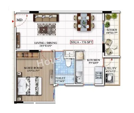 Mahaveer Northscape Unit plan - 489 sq.ft.
