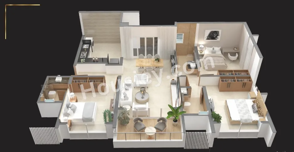 Majestique The Ornate Unit plan - 1435 sq.ft.
