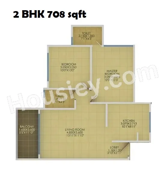 Manav La Centra Unit plan - 709 sq.ft.