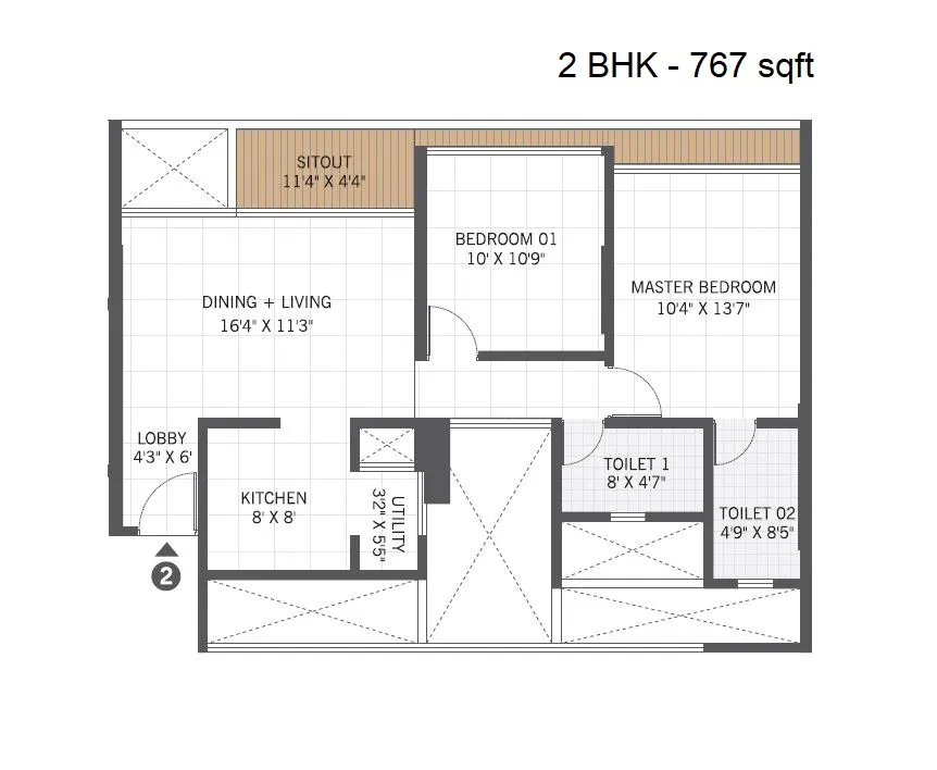 Manav La Moda Unit plan - 767 sq.ft.